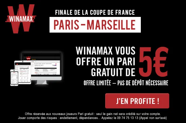 PSG-OM : 5€ offerts sans dépôt chez Winamax pour parier sur le Classico et les autres finales de Coupe !