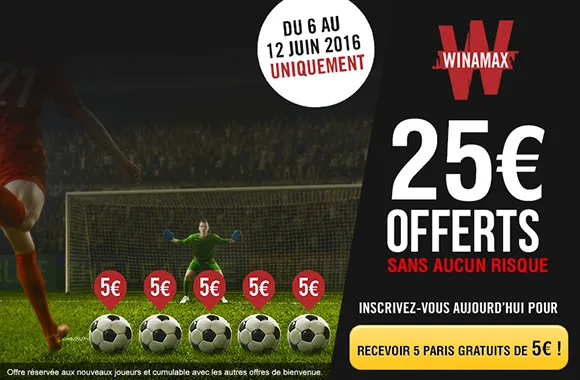 Offre énorme &amp; limitée : 25€ offerts sans dépôt pour parier chez Winamax !