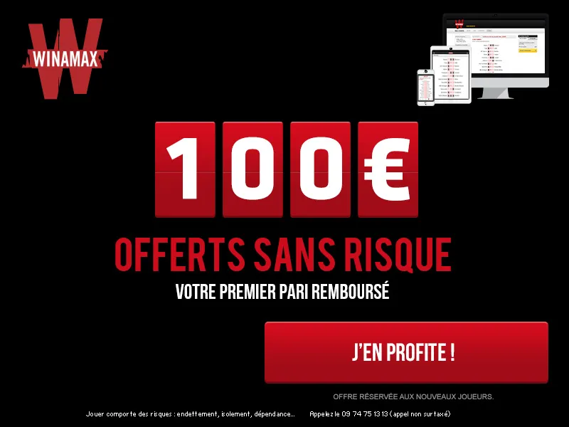 Sans risque : 100€ offerts pour parier chez Winamax !