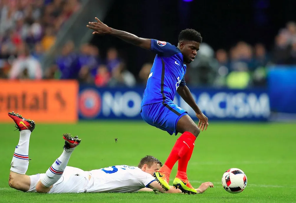 Umtiti : «<span style="font-size:50%">&nbsp;</span>Plutôt pas mal pour une première<span style="font-size:50%">&nbsp;</span>»