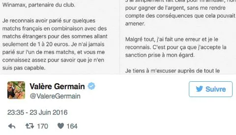 Germain fait amende honorable