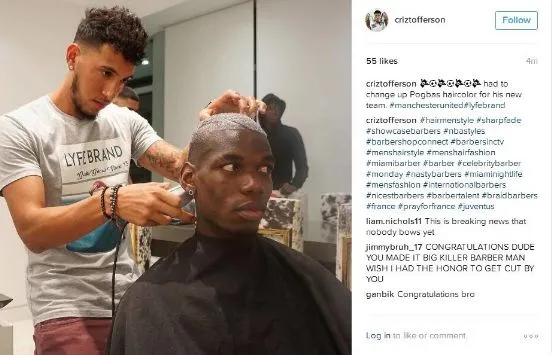 Quand le coiffeur de Pogba spoile son arrivée à Man U