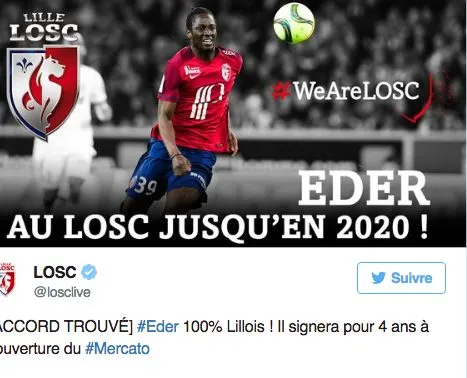 Eder s&rsquo;engage avec le LOSC