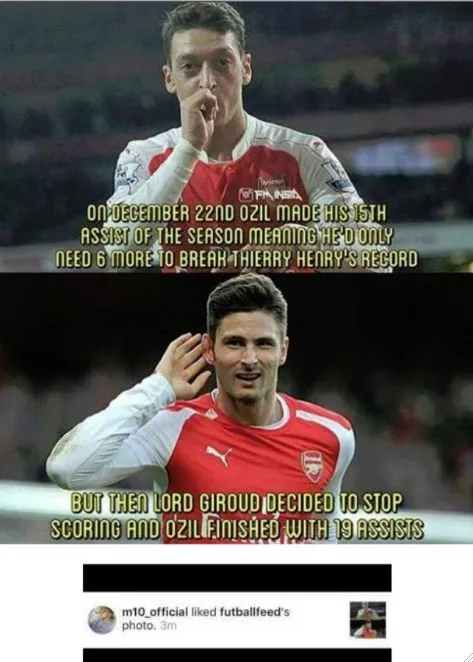 Özil chambre Giroud sur Instagram