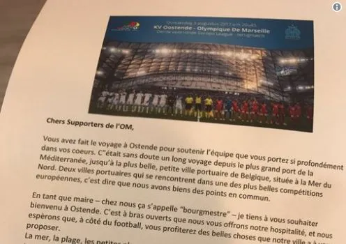 La lettre du maire d&rsquo;Ostende aux supporters de l&rsquo;OM