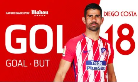 Diego Costa, 5 minutes et un premier but avec l&rsquo;Atlético