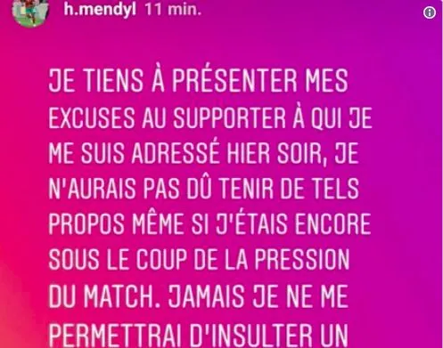 Hamza Mendyl : un craquage et des excuses